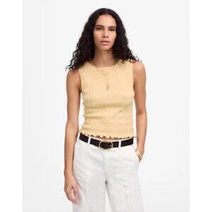 MADEWELL Smocked Boatneck Tank XS Pale Chamois Yellow Top NWT B90
